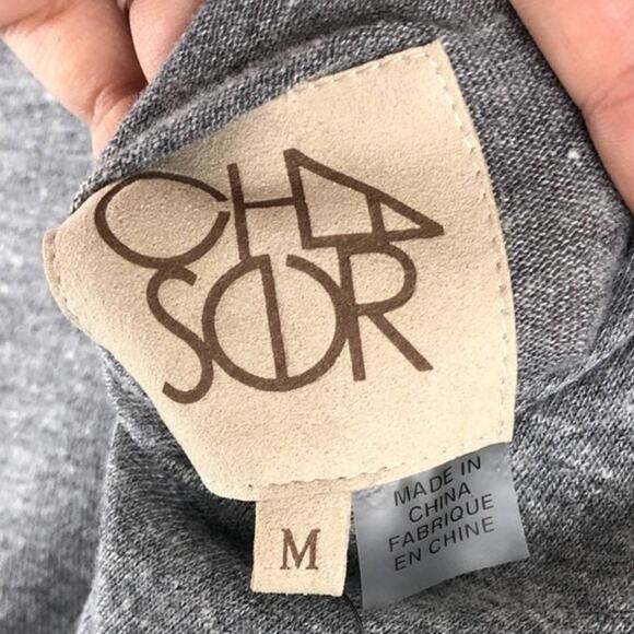 Chaser Gray Triblend Jersey Deconstructed Long Sleeve Hi-Lo Dolman Pockets Dress - Picture 2 of 8